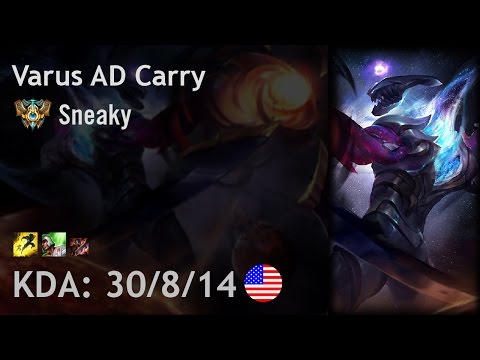 Varus AD Carry vs Jhin - Sneaky - NA Challenger Patch 6.21