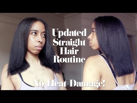 Updated Straight Hair Routine | No Heat Damage Video