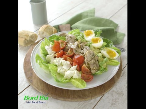 Cobb Salad with Sti-fried Pork and Basil and Lemon Dressing