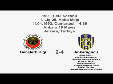 Gençlerbirliği 2-4 Ankaragücü [HD] 11.04.1992 - 1991-1992 1st League Matchday 25 (2nd & 6th Goals)