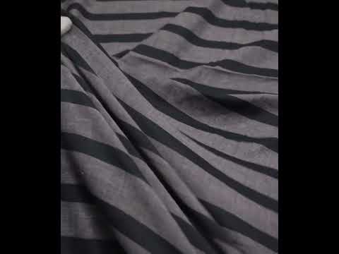 Stripe Grey & Black Pure Cotton 81 GSM Handwoven Fabric — video