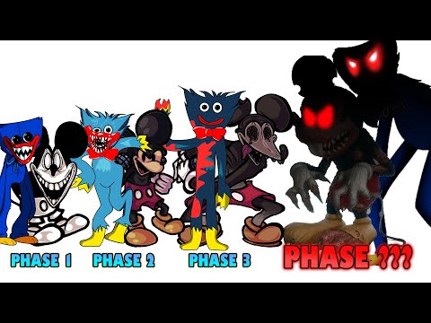 FNF comparison Battle Poppy Playtime Huggy Wuggy & VS Mickey Mouse Beta -ALL Phases of FNF Animation