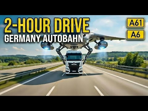 2-Hour 4K Drive: Germany Autobahn A61 to A6 (Kochertal Viaduct) 🇩🇪 Truck POV