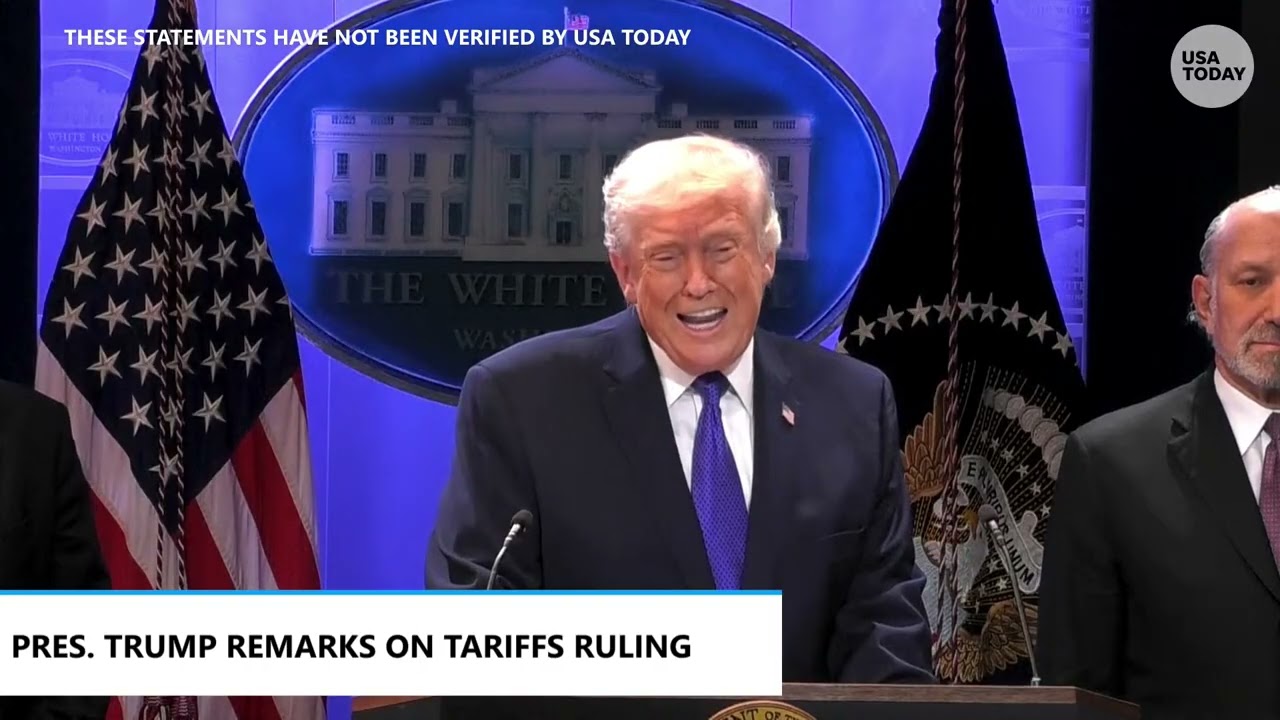 Full Trump press conference after Supreme Court tariffs decision, Iran war threat
