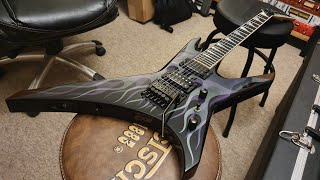 Video thumbnail for Jackson Warrior WR1 USA Ghost Flames Factory Unfinished Neck Guitar Up Close Video Review by Essex Recording Studios