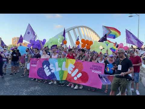 Valencia, Spain 25 June 2022: Manifest of a attractive participants of the World Pride festival in