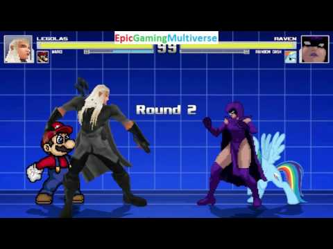 Mario And Legolas The Elf VS Raven And Rainbow Dash In A MUGEN Match / Battle / Fight