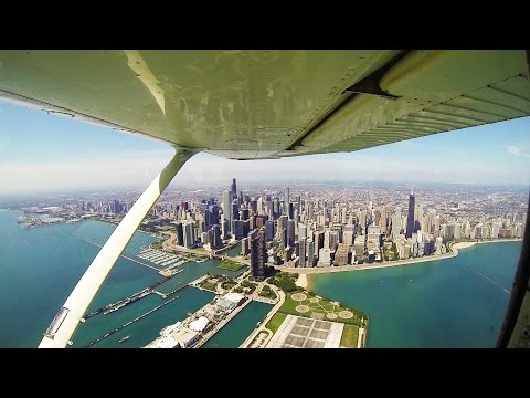 Chicago Skyline From The Air | Cessna 172 | ATC Audio
