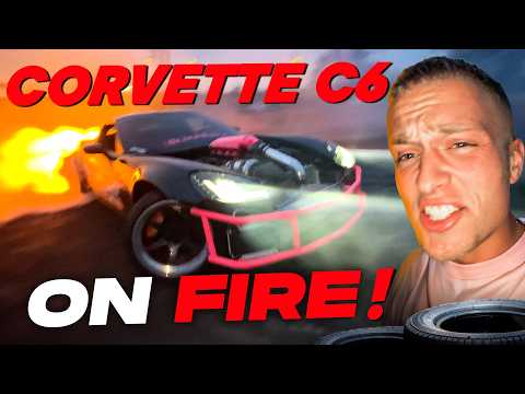 1000 HP Corvette C6 Z06 FROM HELL literally catches ON FIRE while drifting!