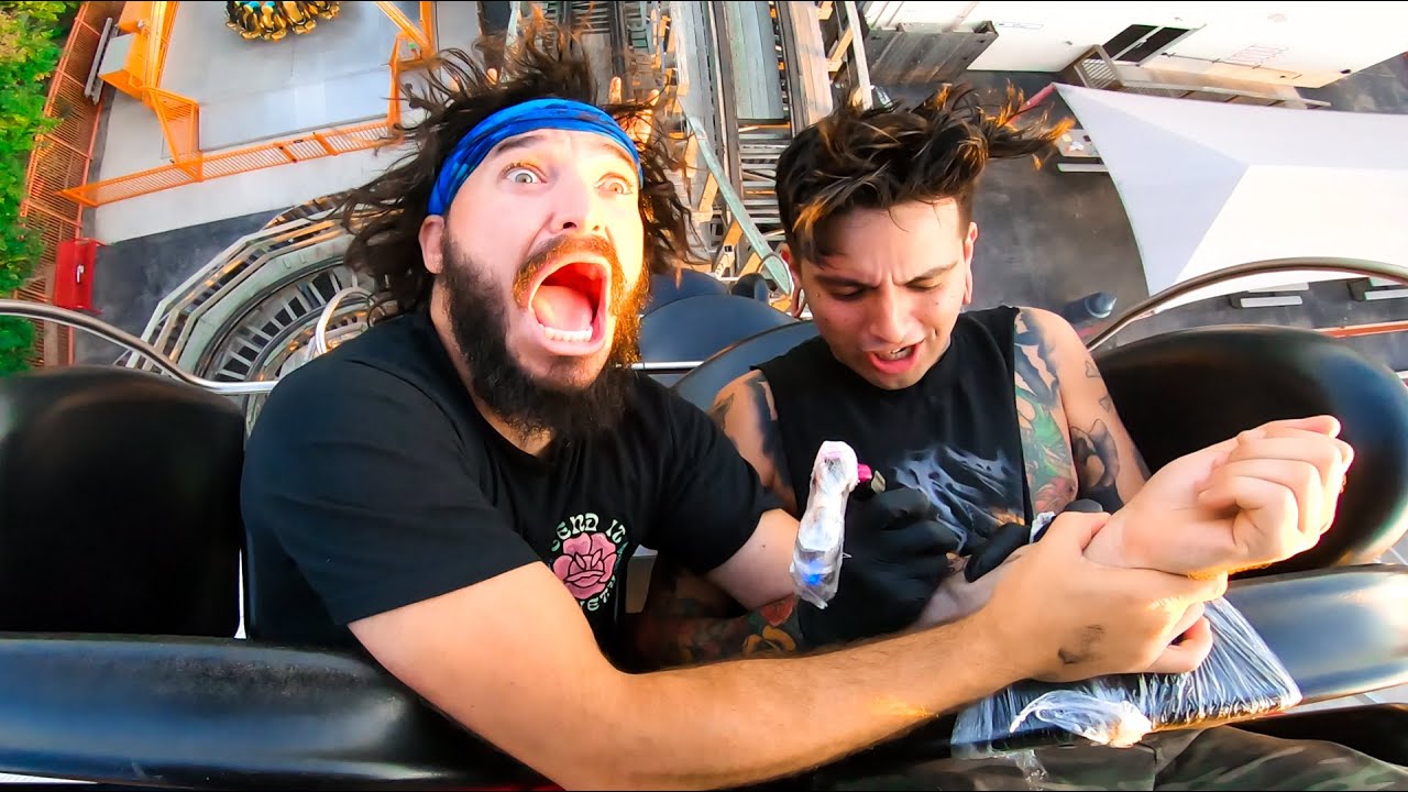 Getting a tattoo on a roller coaster! (Yes, this is real)