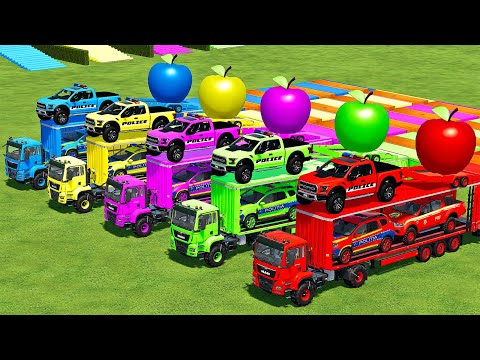 TRANSPORTING DUSTER, RAPTOR, PICKUP & APPLES WITH MAN TRUCKS! Farming Simulator 22
