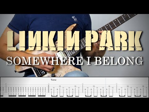 LINKIN PARK - SOMEWHERE I BELONG | Guitar Cover Tutorial (FREE TAB)