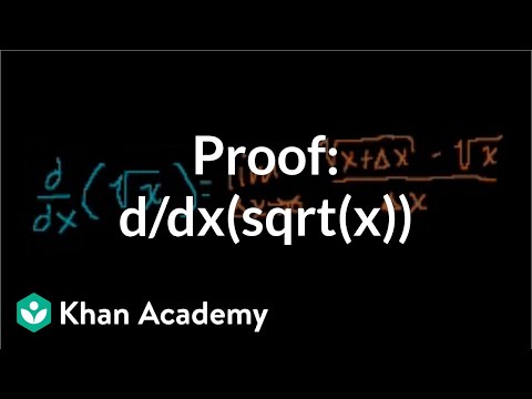 Proof: d/dx(sqrt(x)) 