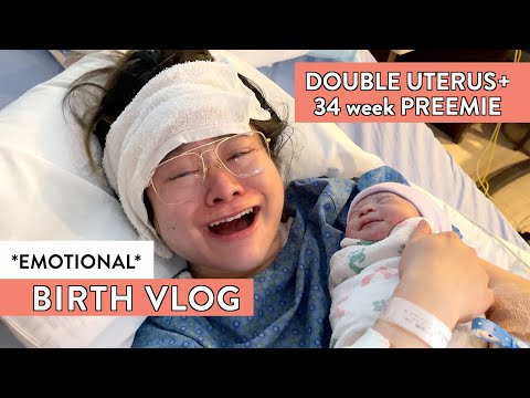 BIRTH VLOG 2021 *emotional* DOUBLE UTERUS Labor & Delivery - 34 Week Preemie First Baby | Miss Louie