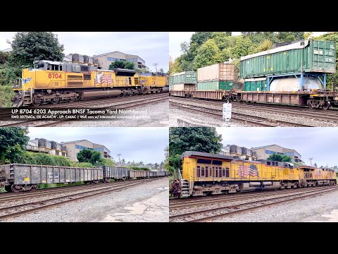 Seattle Trains: Northbound Union Pacific Waste Management Trash Train w/ Gondolas in Tacoma 60fps