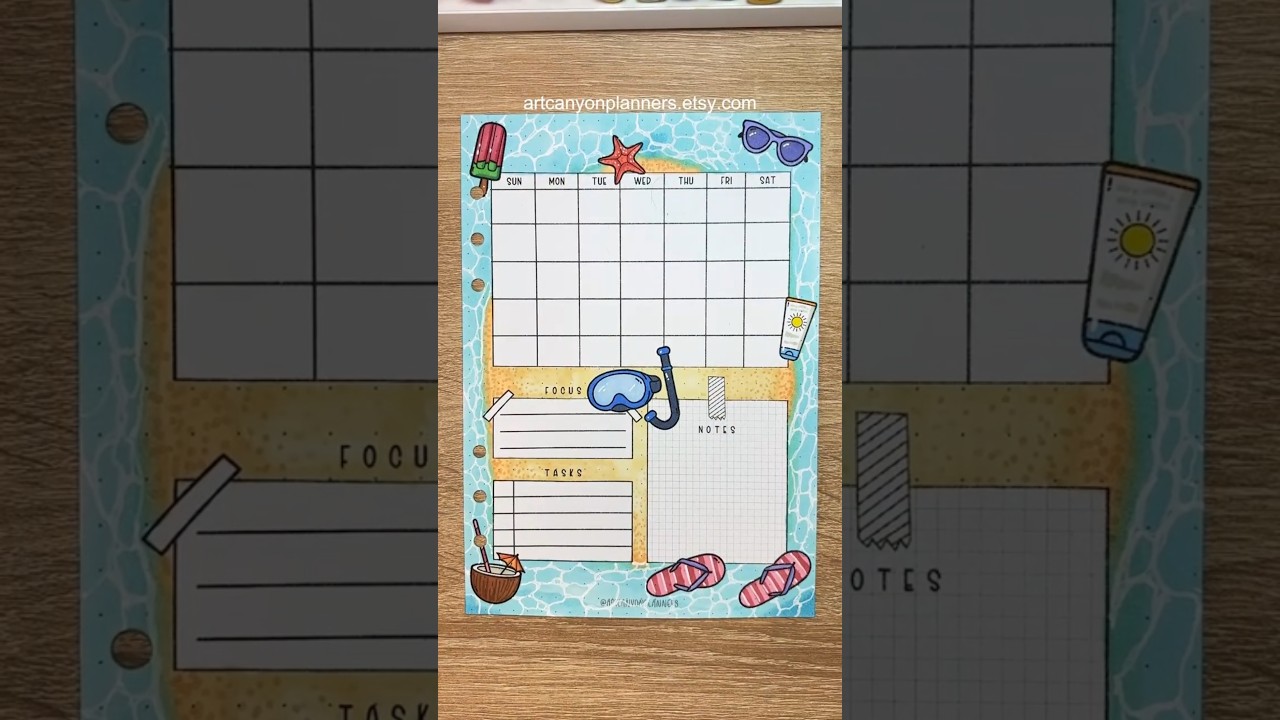 Coloring the June Calendar page☀️🌊#bulletjournal #journal #bulletjournalsetup #bujo #coloring