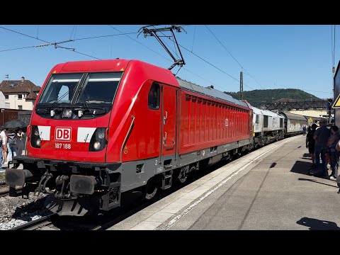 Deutsche Bahn 187 188, Euro Cargo Rail 266 426 & Schublok 185 255 in Geislingen an der Steige