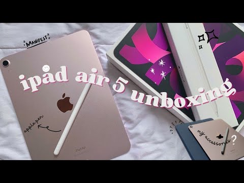 iPad Air M1(5th Gen) Pink Unboxing + ipad air 5 accessories