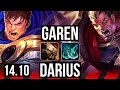GAREN vs DARIUS (TOP) | 9/3/7 | EUW Master | 14.10