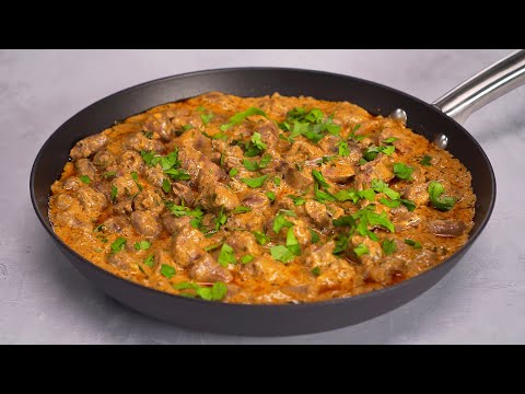 Chicken Hearts and Liver Paprikash. Recipe by Always Yummy!