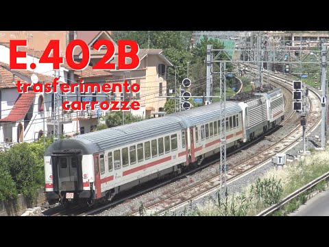 Trasferimento di una E.402B e due carrozze