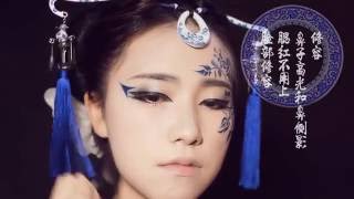 CHINESE girl's tradition makeup (青花瓷Blue and white porcelain)