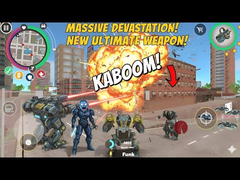 Rope Hero Vice Town 🤖 BD-100 Ground Assault Machine vs Tank | HD Gameplay