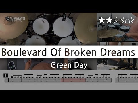 [Lv.04] Boulevard Of Broken Dreams - Green Day  (★★☆☆☆) Drum Cover Score Sheet Lessons Tutorial