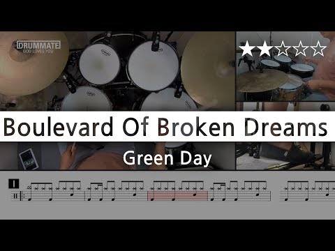 [Lv.04] Boulevard Of Broken Dreams - Green Day  (★★☆☆☆) Drum Cover Score Sheet Lessons Tutorial