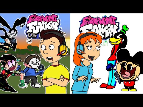 Caillou VS Corrupted Robin, Corrupted Oswald, and Aflac & Rosie VS Mokey | Friday Night Funkin' Mods