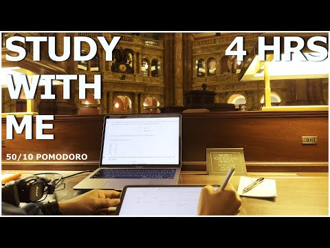4 Hours At the Most Beautiful Library| Pomodoro 50/10 | Study with me no Music| Mindful Studying