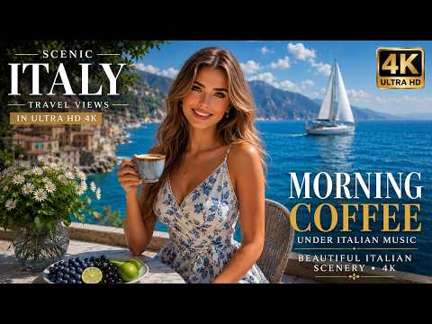2 HOURS Italian Relaxing Music 🇮🇹 Amalfi Coast 4K | Capri & Lake Como | Morning Coffee Ambience