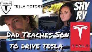 Dad Teaches Son to Drive a Tesla