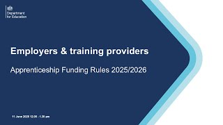 Apprenticeship funding rules 2025 2026 DfE