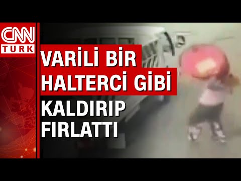 He lifted a 35-kilo barrel like a weightlifter, put it in a truck, and stole it.