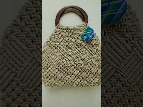 Handbag brown colorful macrame bag, size: 30x30 cm