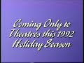 Disney Coming Only To Theaters This 1992 Holiday Season Bumper 1992 VHS