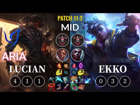 CGA Aria Lucian vs Ekko Mid - KR Patch 11.3