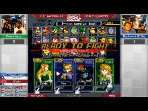 CFL Smackdown 102 Melee - OCMike + Biggpappa vs Drew + Krudo - Doubles Losers Quarters