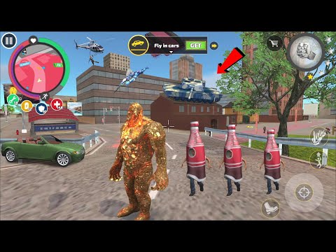 Rope Hero Vice Town (Stone Giant Fight Police and Army Tank) - Rope Hero and Stone Giant - HD