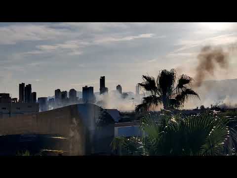 Benidorm 16-05-2023, Helicopter water drop. Benidorm Palace Foreground