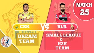 CSK vs BLR Dream11 Team IPL 2020 | CSK vs BLR | Match 25 | CSK vs BLR Dream11 Prediction.