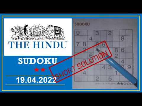 The Hindu  Sudoku Apr 19, 2022 - 2 Star - Short Solution