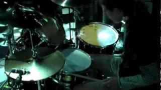 Drummer Timothy Java playing drums on Love As A Weapon with Darkest Hour