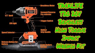TACKLIFE T20 20V Brushless High Torque Impact Wrench Kit