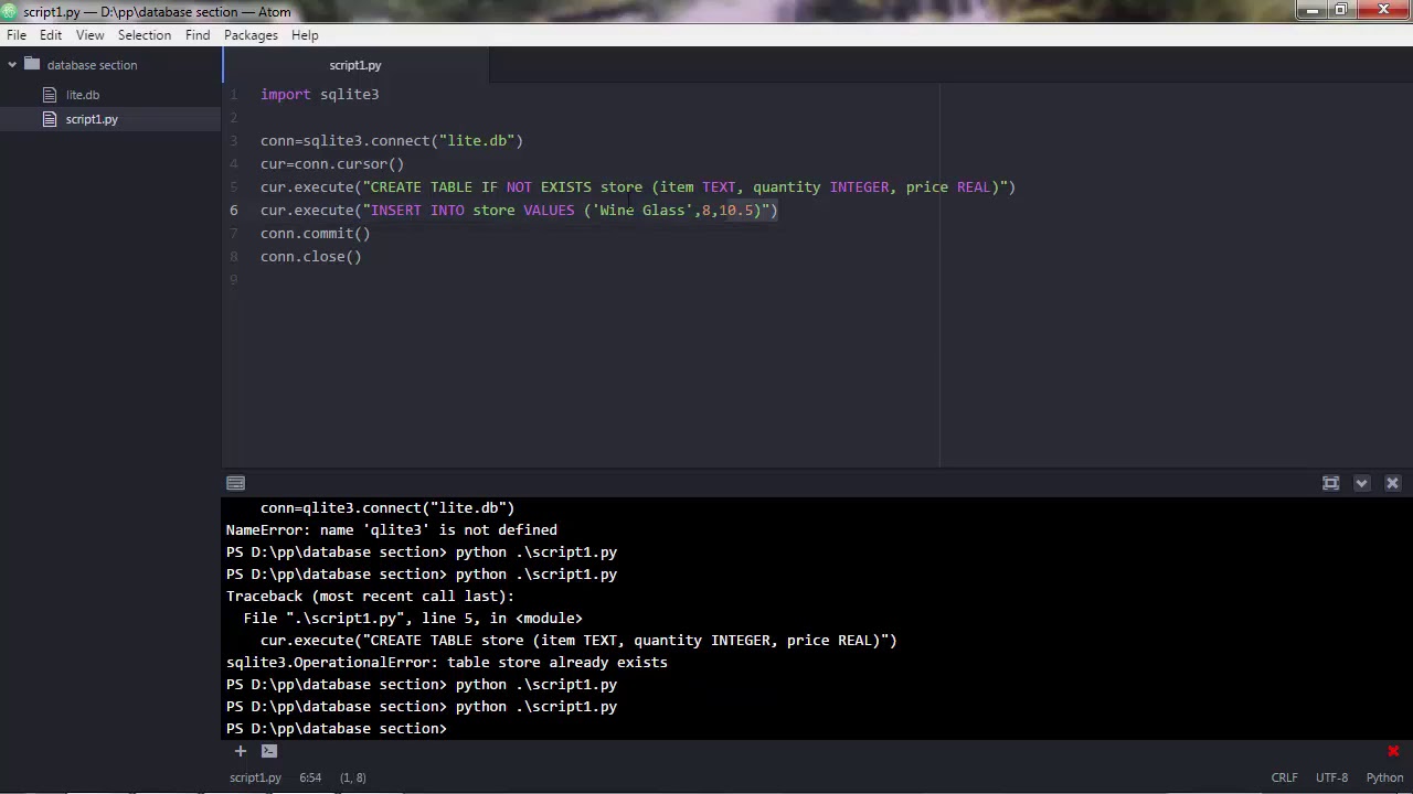 Connecting and Inserting Data to SQLite via Python