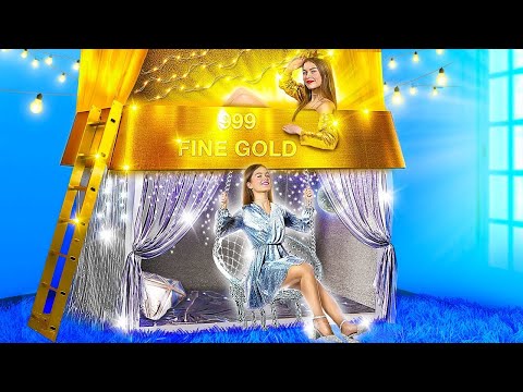 We Bouwen een Geheime Kamer voor een Tweeling! Gouden Meisje vs Zilveren Meisje