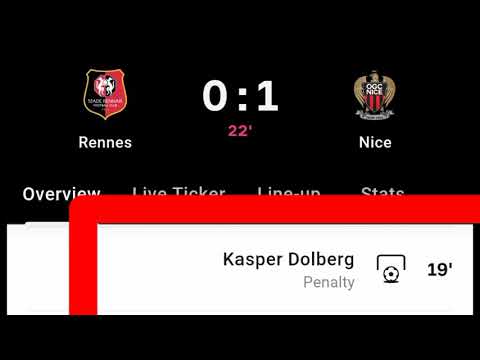 Kasper Dolberg Penalty Goal Vs Rennes | Rennes Vs Nice | 0-1 |