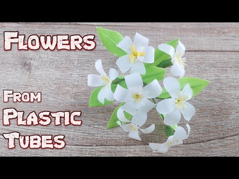 DIY Flowers from Drinking Plastic Tubes | How to Fold Beautiful Straw Flowers | Used Recycle Tubes
