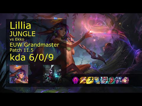 Lillia Jungle vs Ekko - EUW Grandmaster 6/0/9 Patch 11.5 Gameplay